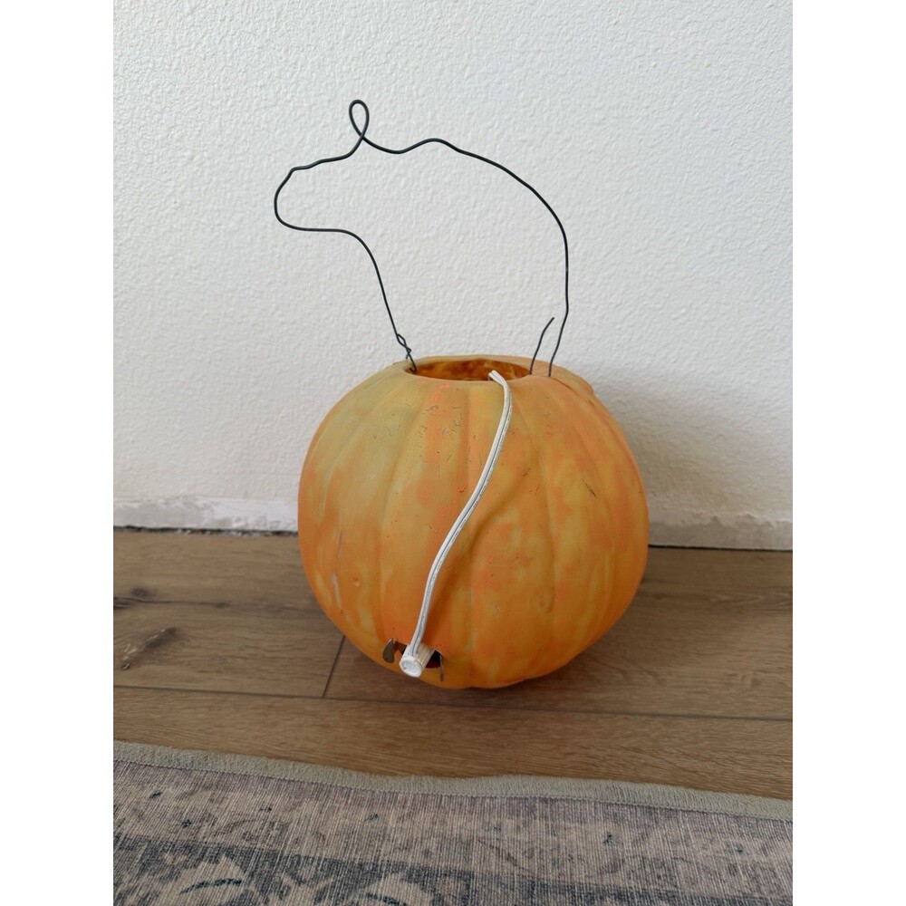 Vintage Halloween Black Masked Bandit Jack-O-Lantern 10"  Blow Mold Pumpkin - Picture 4 of 4